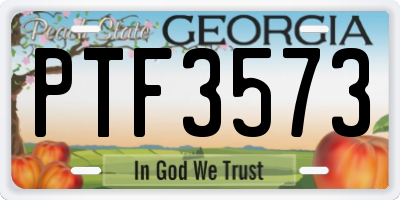 GA license plate PTF3573