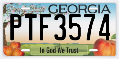 GA license plate PTF3574