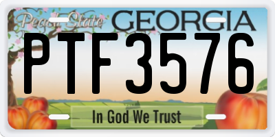 GA license plate PTF3576
