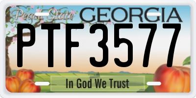 GA license plate PTF3577