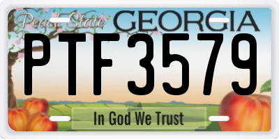 GA license plate PTF3579
