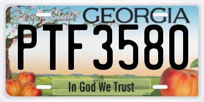 GA license plate PTF3580