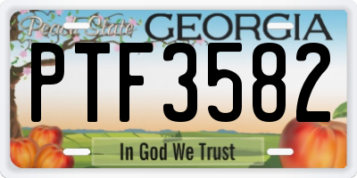 GA license plate PTF3582
