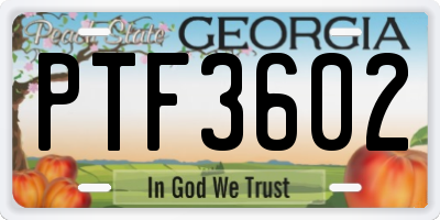 GA license plate PTF3602