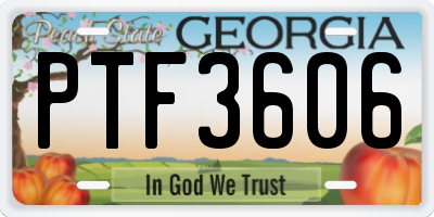 GA license plate PTF3606