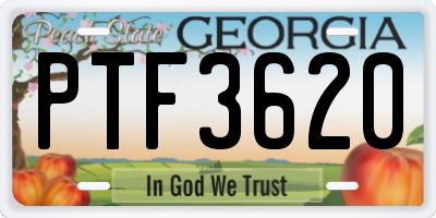 GA license plate PTF3620