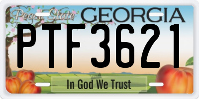 GA license plate PTF3621