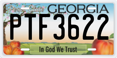 GA license plate PTF3622