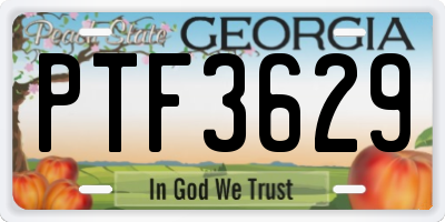 GA license plate PTF3629