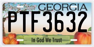 GA license plate PTF3632