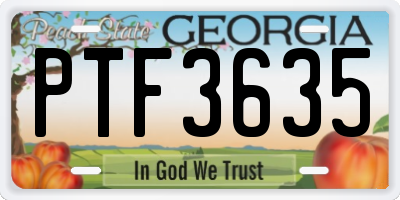 GA license plate PTF3635
