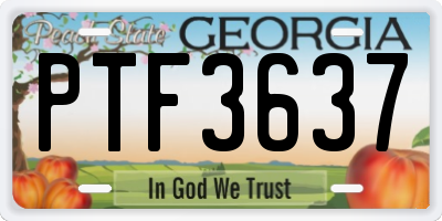 GA license plate PTF3637