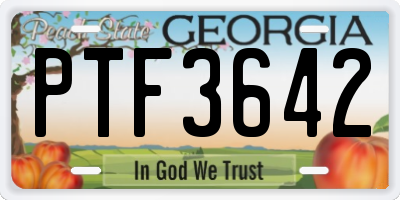 GA license plate PTF3642