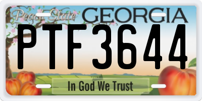 GA license plate PTF3644
