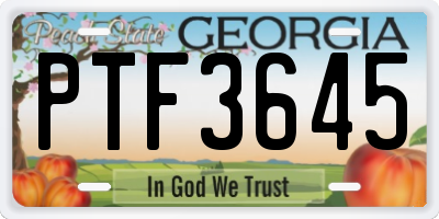 GA license plate PTF3645