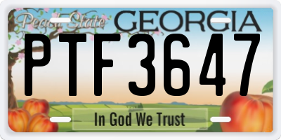 GA license plate PTF3647