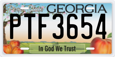 GA license plate PTF3654