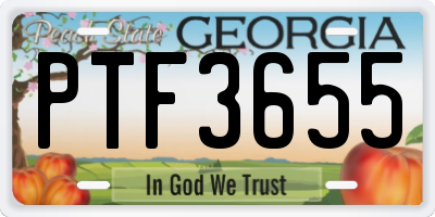 GA license plate PTF3655