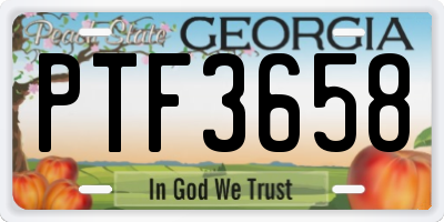 GA license plate PTF3658
