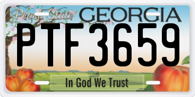 GA license plate PTF3659