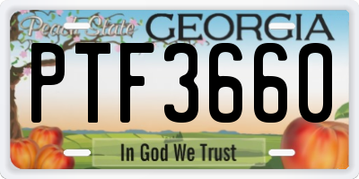 GA license plate PTF3660