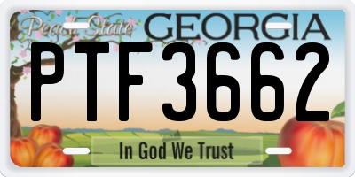GA license plate PTF3662