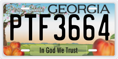 GA license plate PTF3664