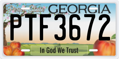GA license plate PTF3672