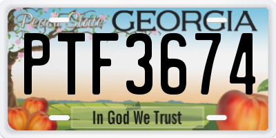 GA license plate PTF3674