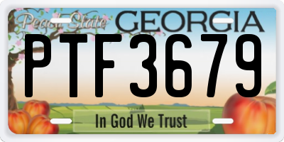 GA license plate PTF3679