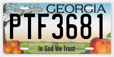 GA license plate PTF3681