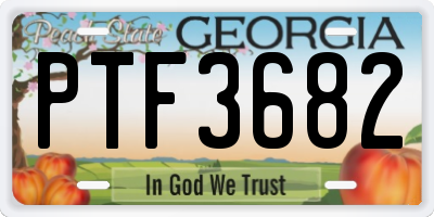 GA license plate PTF3682