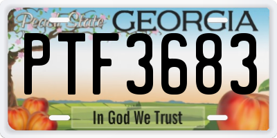 GA license plate PTF3683