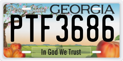 GA license plate PTF3686