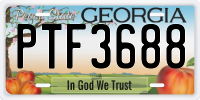 GA license plate PTF3688