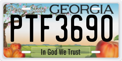 GA license plate PTF3690