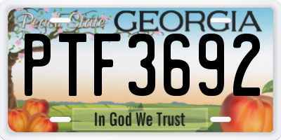 GA license plate PTF3692