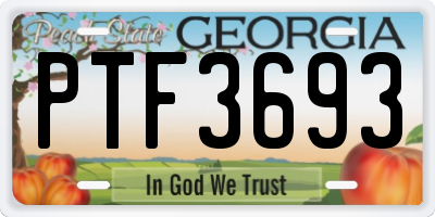 GA license plate PTF3693