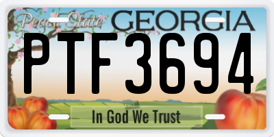 GA license plate PTF3694