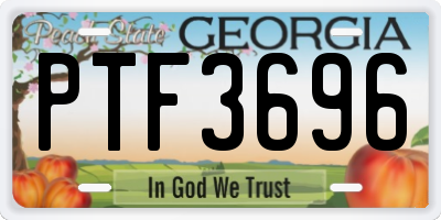 GA license plate PTF3696