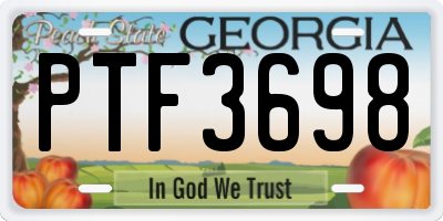 GA license plate PTF3698