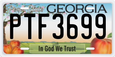 GA license plate PTF3699
