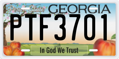 GA license plate PTF3701
