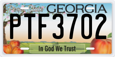 GA license plate PTF3702