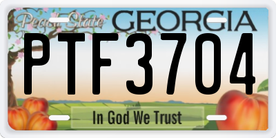 GA license plate PTF3704