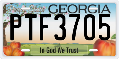 GA license plate PTF3705
