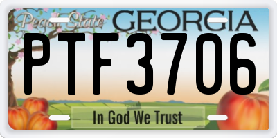 GA license plate PTF3706
