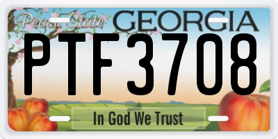 GA license plate PTF3708