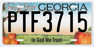 GA license plate PTF3715