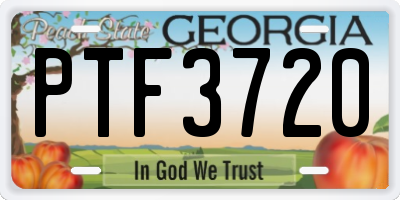 GA license plate PTF3720